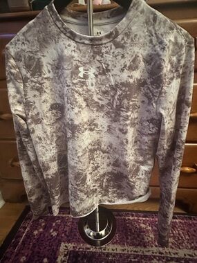 Under Armour Brown Marble-Print Long Sleeve Top